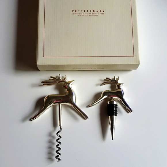 Pottery Barn Reindeer Corkscrew and Stopper New - Picture 13 of 16